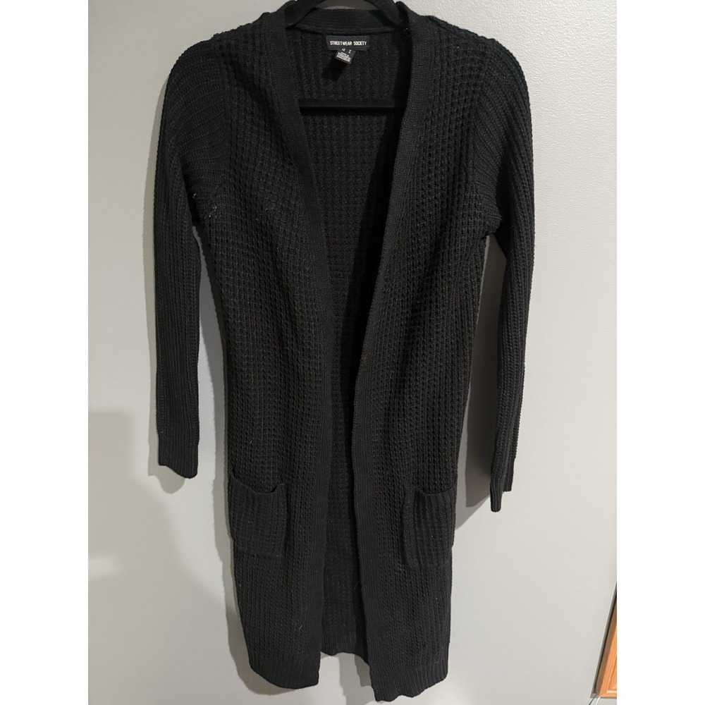 Street Wear Society Open Front Women's Cardigans Small Black Long Sleeve